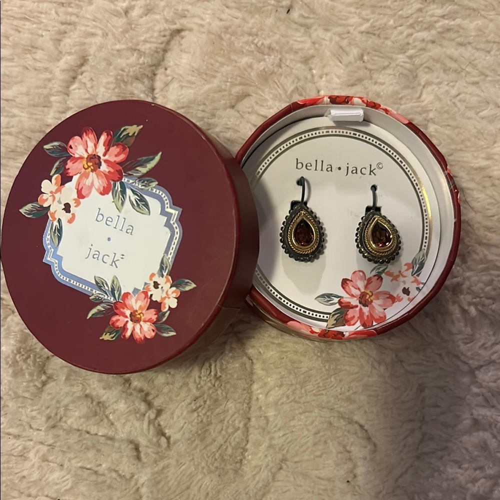 Bella Jack Teardrop Earrings in Red and Gold